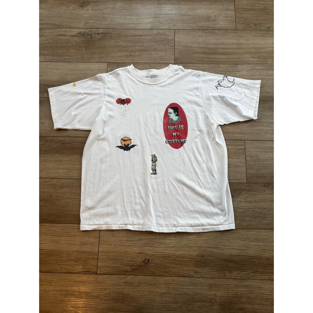Vintage Sandollar Halloween T Shirt Large White Frankenstein‎ Costume 90s
